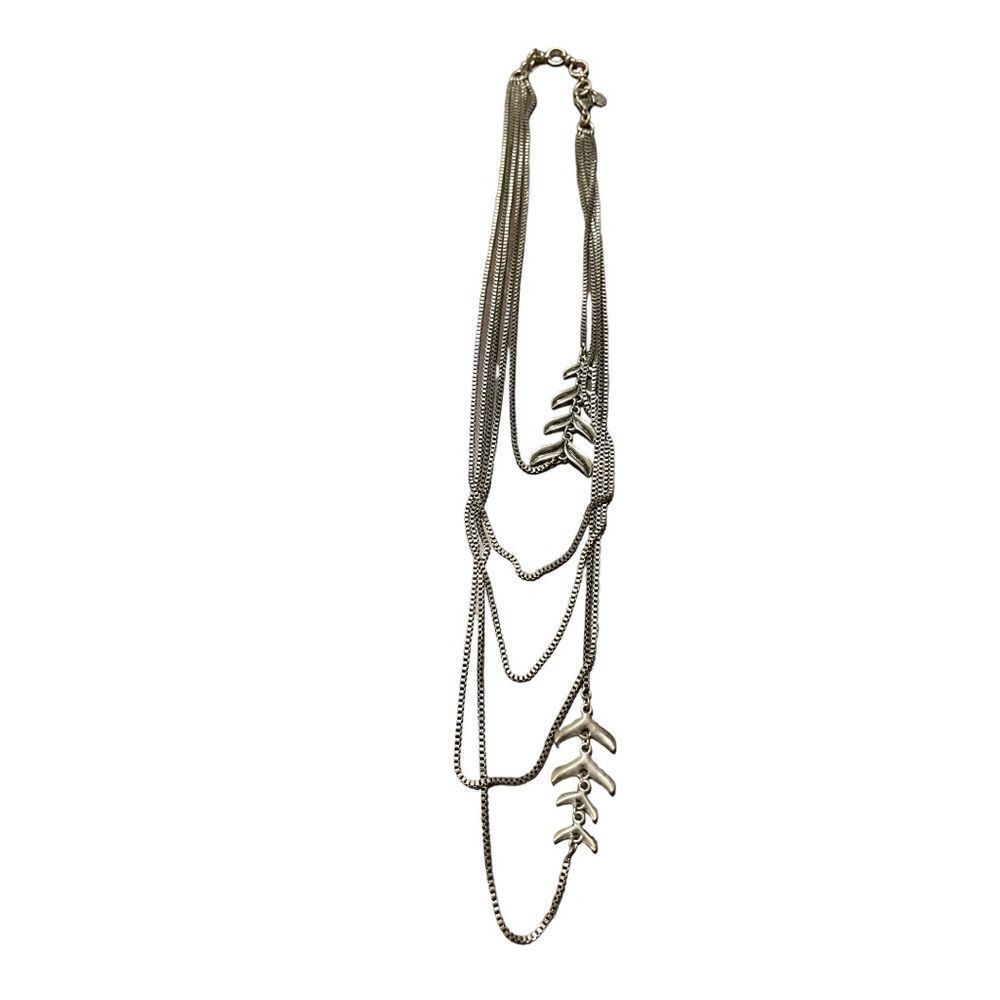 Lucky brand multi chain silver tone necklace